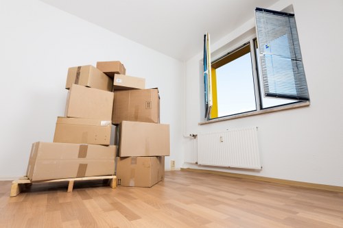 Moving boxes and furniture prepared for house removals in Shoreditch