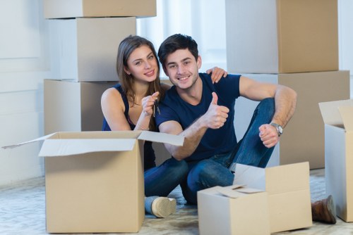 Careful handling of furniture through a building entrance
