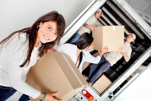 Mover assessing access and load size in a Shoreditch apartment building